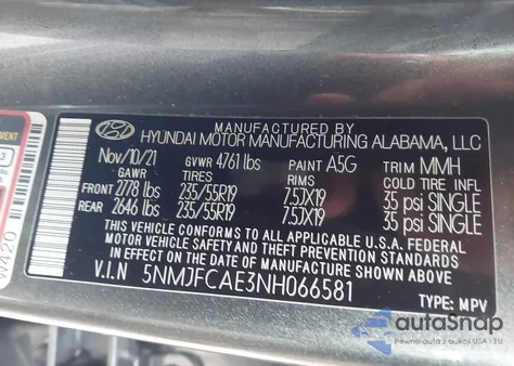 2022 Hyundai Tucson Sel from USA, damaged, VIN 5NMJFCAE3NH066581